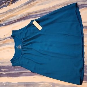 New York & Company Sleeveless Top, Womens Size M, Teal Blue, Round Neck, NWT